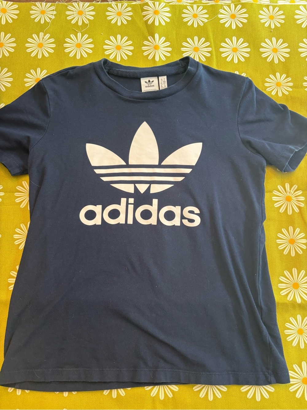 Adidas Size Small Navy Trefoil Logo Tee